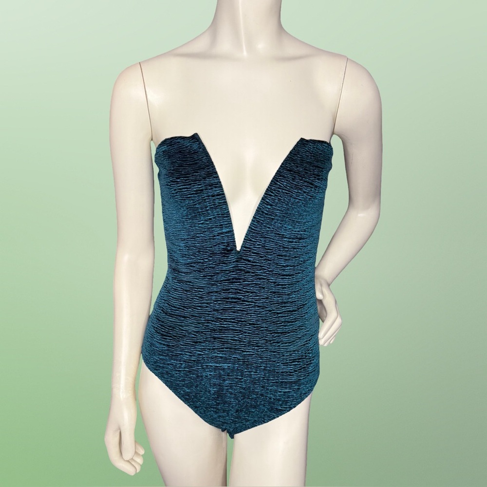 Urban Outfitters Textured Teal Bodysuit Top